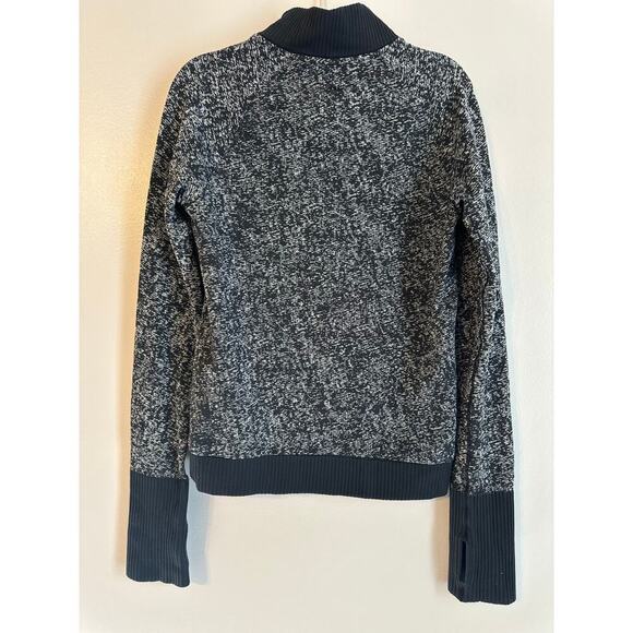 Lululemon Rest Less 1/2 Zip Run Half Zip Pullover Stretch Black/White Size 4 - Picture 2 of 6